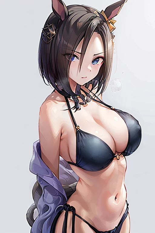 (NSFW:1.1), (((masterpiece))), (((High resolution))), (((Perfect Face))), (((Air Groove \(umamusume\)))), ((bikini)), Top quality eyes, Detailed Texture, Looking at the camera, (big breast:1.1), ((High resolutionの顔))