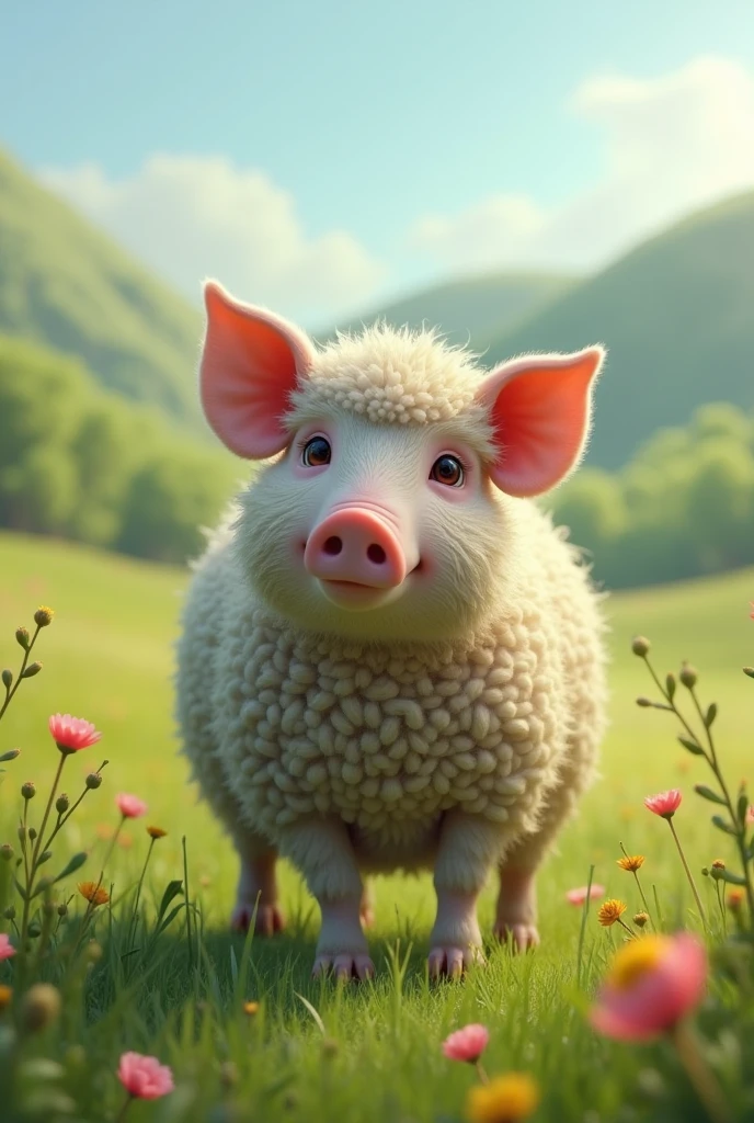 A mixture of Merino sheep and pig