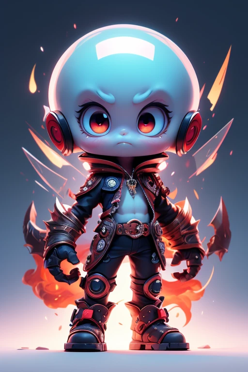 Create a monster image, a small, big-headed, baby monster.. The body is transparent and can be seen through. The image is sharp and detailed., with beautiful colors.. With arms, leg, eyes, mouth, พื้นหลังสีlegว