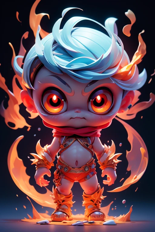 Create a monster image, a small, big-headed, baby monster.. The body is transparent and can be seen through. The image is sharp and detailed., with beautiful colors.. With arms, leg, eyes, mouth, พื้นหลังสีlegว