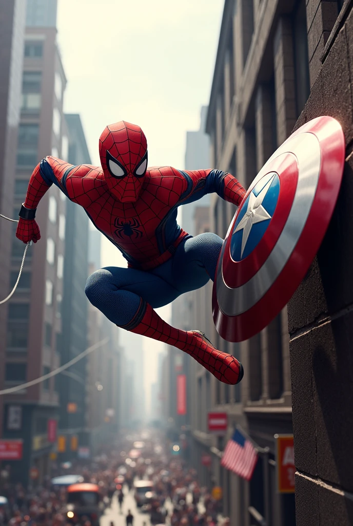 **[Cut to Spider-Man swinging through the city. *Whoosh!* Captain America’s shield flies past him, hitting a nearby wall with a *clang*.]**
