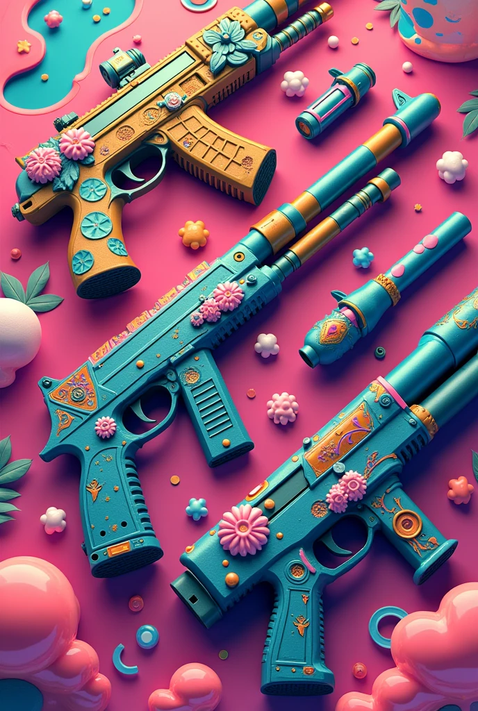 Designs that can be imagined by selecting various guns　Not too realistic, but a little pop　