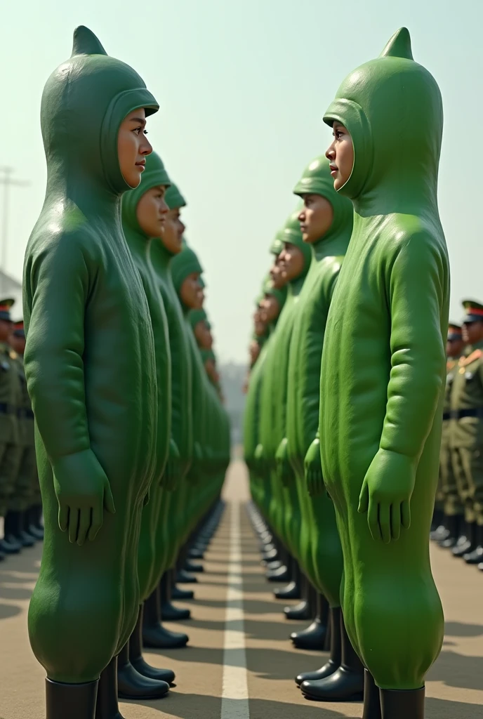 A satirical salute by the Bangladesh Police to the Bangladesh Army, both wearing Cucumber uniforms