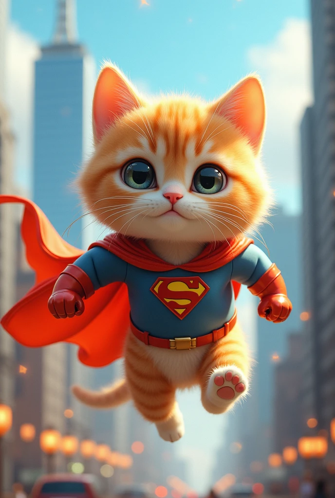 Cute cat as superhero