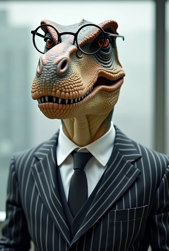 T rex attorney suit with eye glasses
