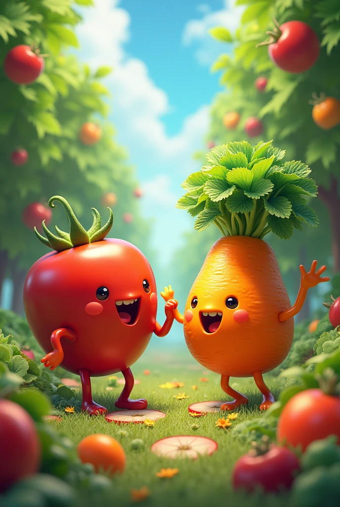 Fruits and vegetables playing
