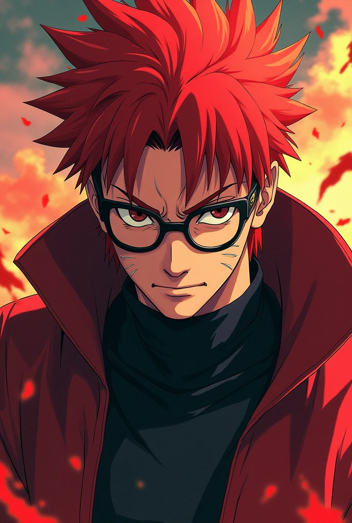 anime - style image of a man with red hair and glasses, badass anime 8 k, 4 k manga wallpaper, pain from naruto, anime wallpaper 4 k, anime wallpaper 4k,anime wallaper, Gara, 4k anime wallpaper, the red ninja, from naruto, anime art wallpaper 8 k