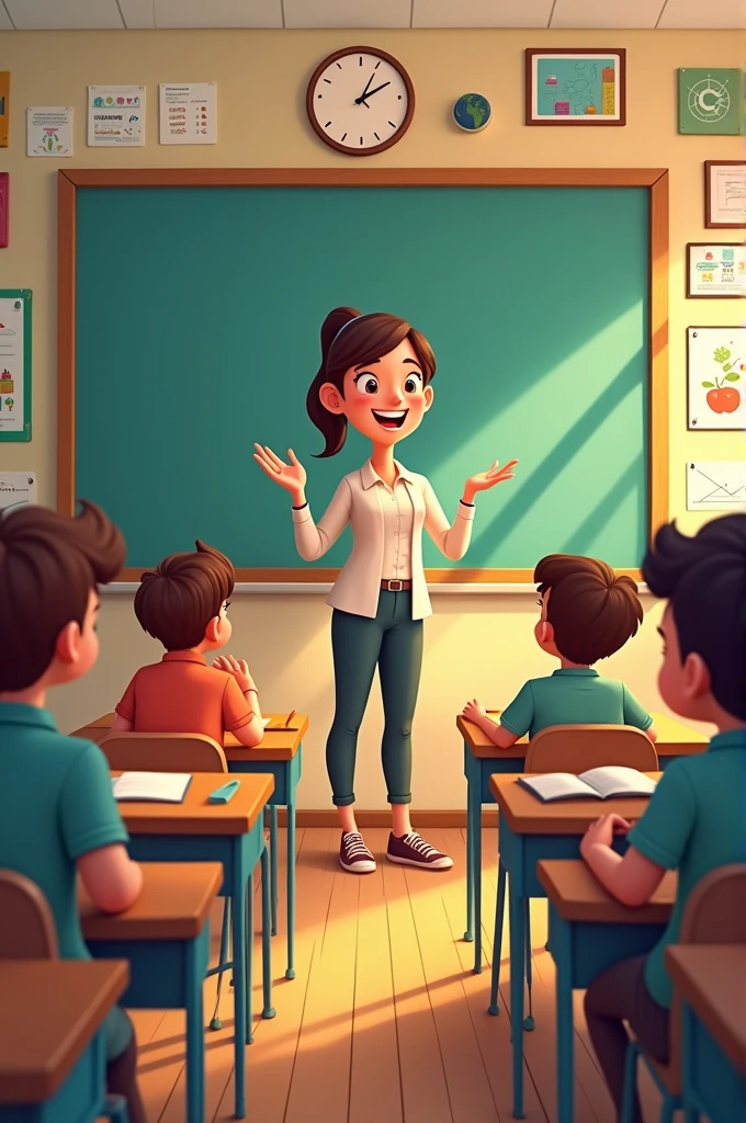 Teacher Teaching a class room Cartoon photo 