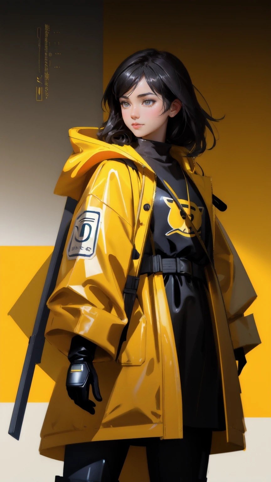 cartoon duck girl in yellow raincoat carrying a box with a sign, concept art inspired by Jacob Duck, yellow background, pixiv contest winner, conceptual art, wojtek fus, fantasy duck concept portrait, robot duck concept portrait, stefan koidl inspired, armored duck, stefan koidl, andreas rocha style, hd artwork, noot noot, subject= duck