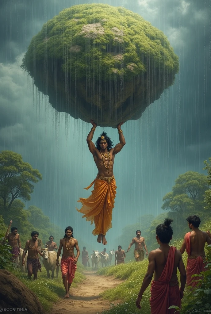 गोवर्धन पर्वत उठाकर पूरे