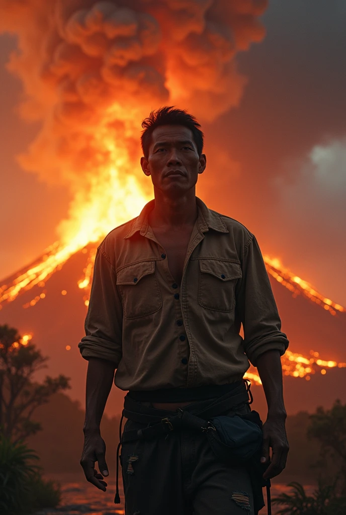 Filipino 30 year old sacrifices and Volcano erupting
And his clothes are riped