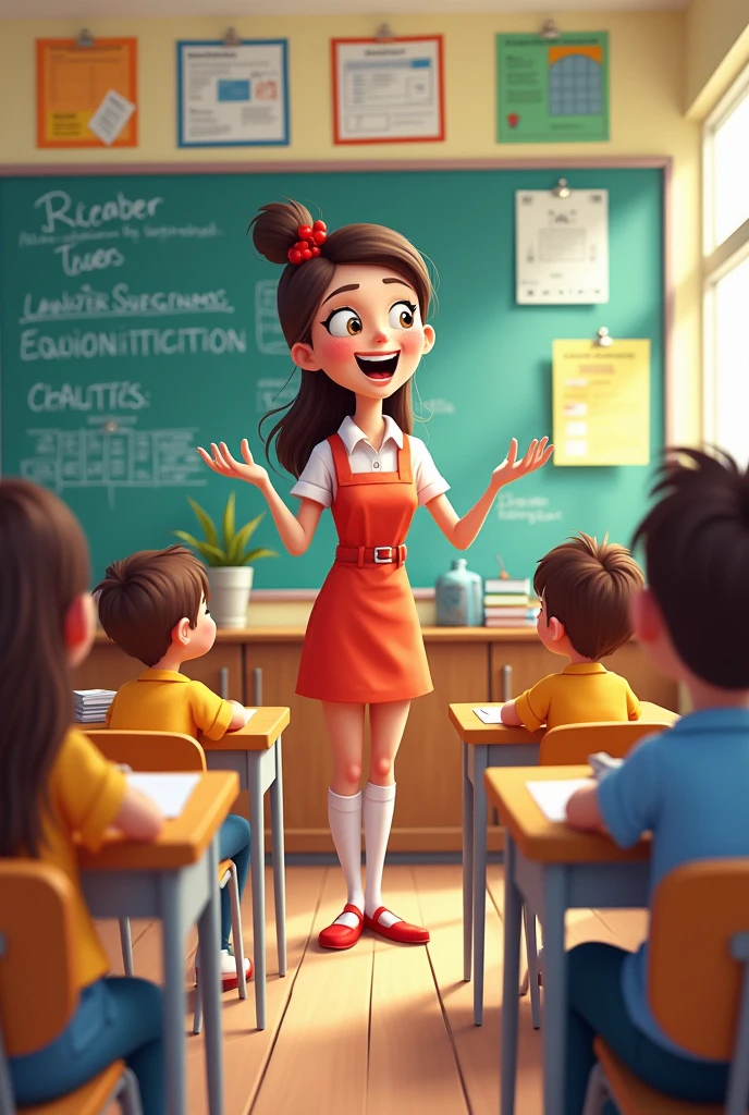 Teacher Teaching a class room Cartoon photo
