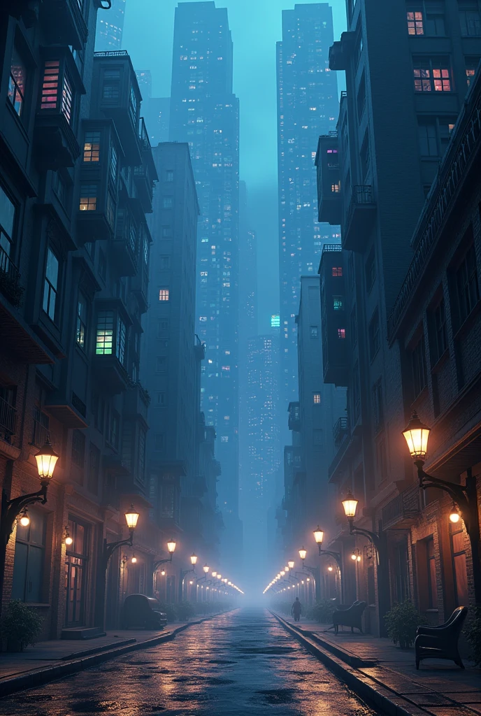 - "Create a 3D render of an enigmatic cityscape at night with a surreal, dreamlike atmosphere. The buildings should have an otherworldly glow and be bathed in shifting, iridescent lights. The streets are empty and quiet, with an air of mystery hanging over the scene."