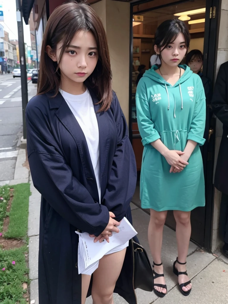 A woman in a shameful appearance