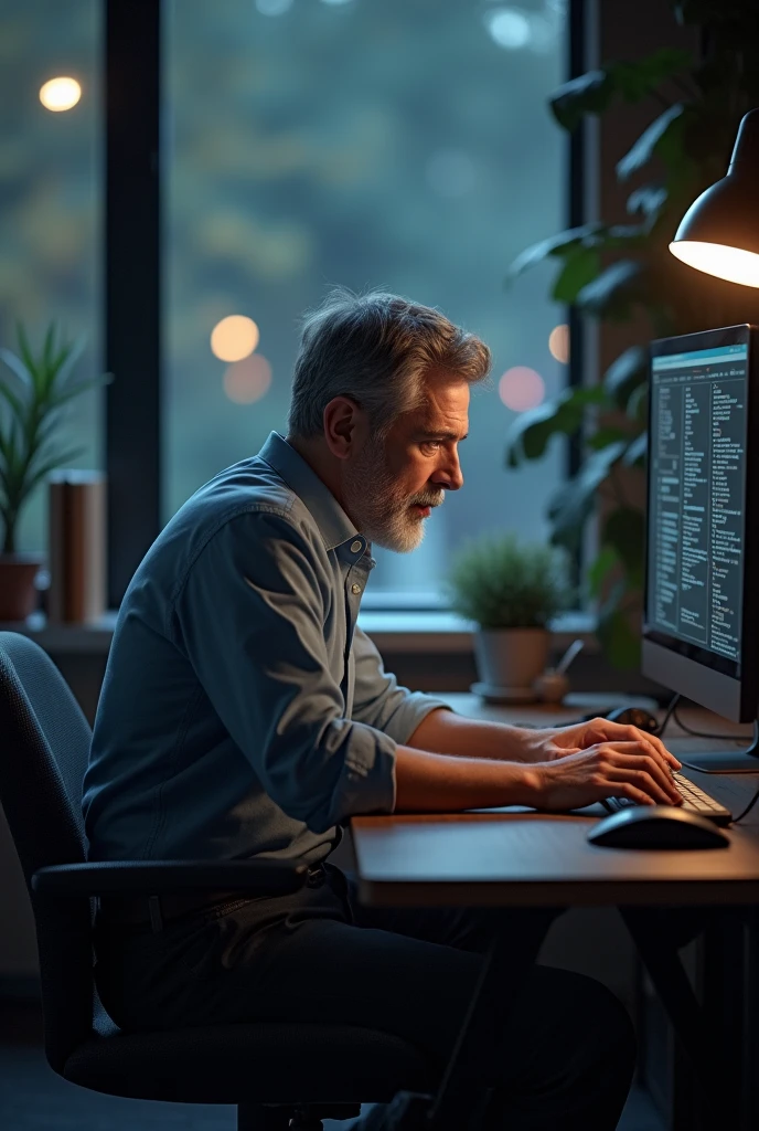 Man sitting in front of the computer 