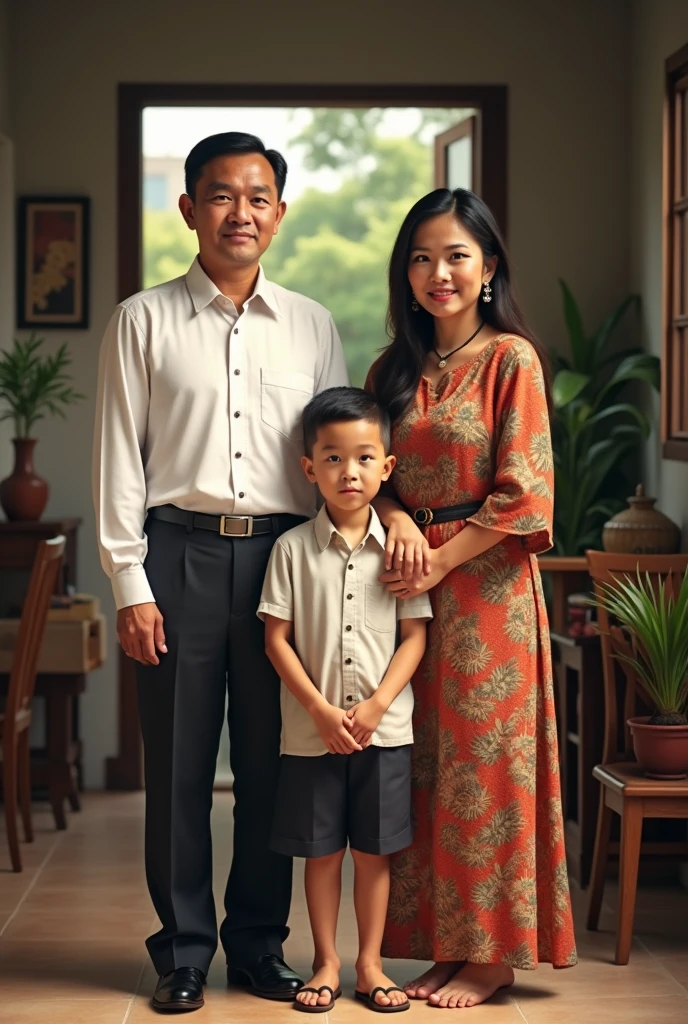 image of an Indonesian civil servant husband and wife and a son