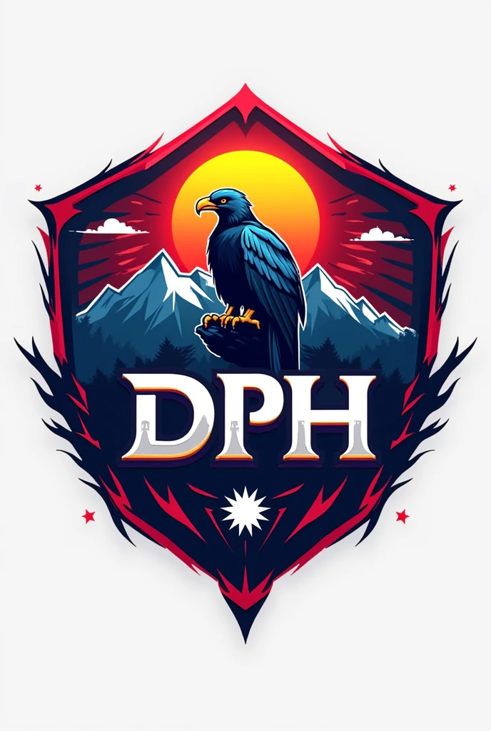 make a logo
Name DPH ESPORTS
and in background Nepali flag Mountain and khukuri and eagle
name DPH ESPORTS