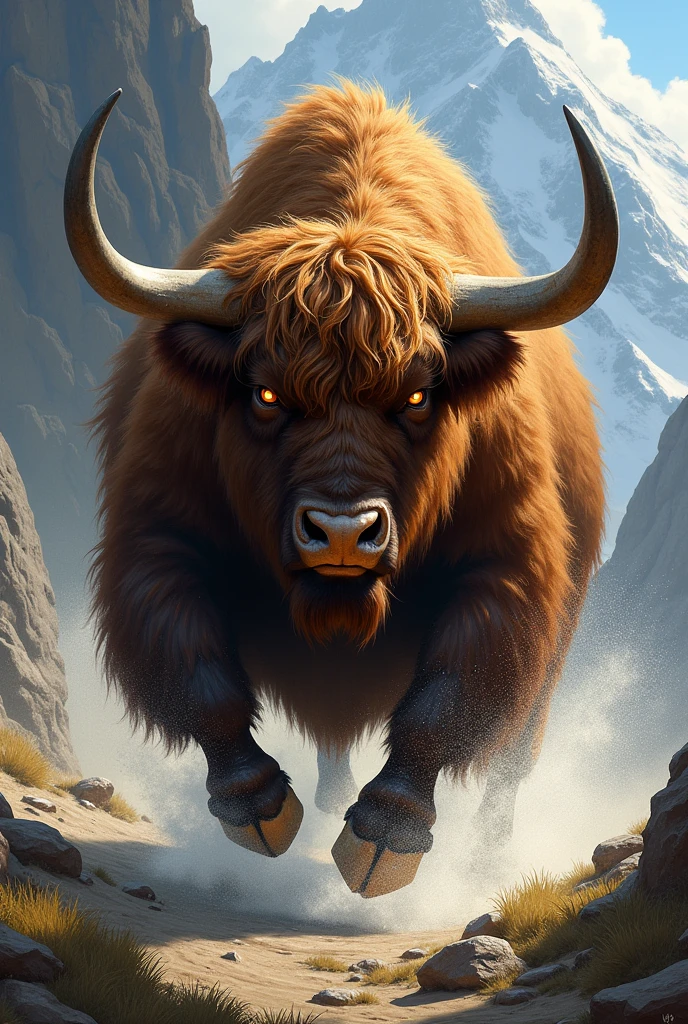 A angry yak is coming to attack me like call of the wild. Formet png