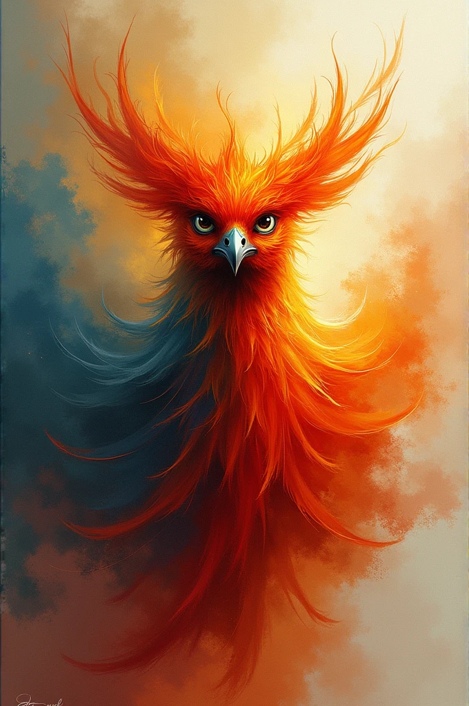 abstract art showing sa pheonix showing a face