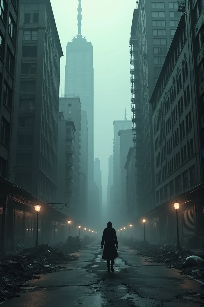 Generate into a 3d iamage with a lonely city and horrer and misterys