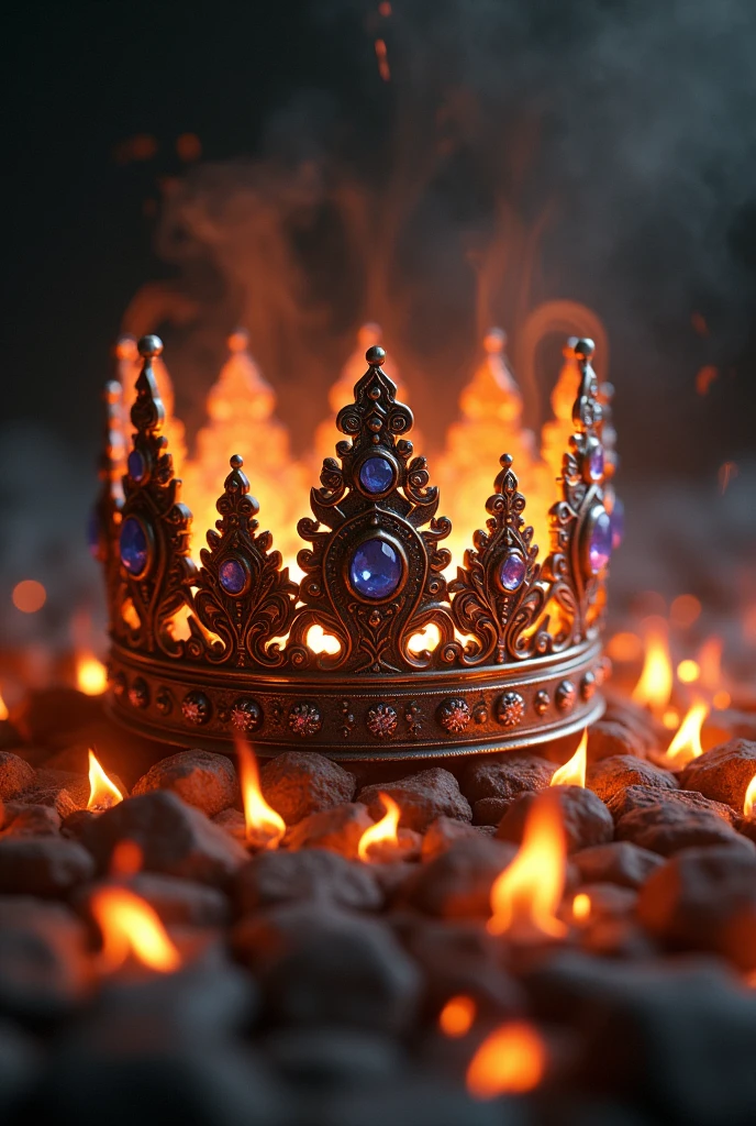 A crown sitting on top of the name JHAIKXZ XIV and surrounded by flame 