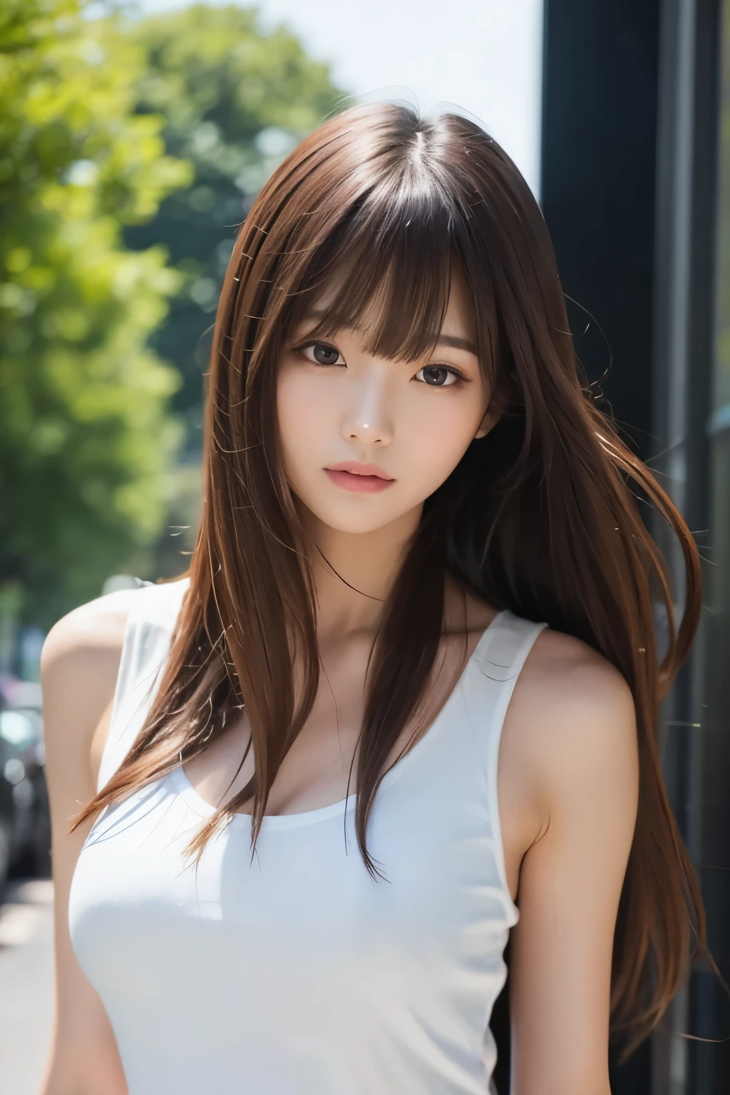 high quality、woman、whole body、Slender、Long Hair、bangs