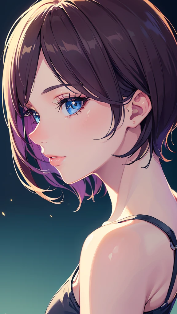 (Highest quality,4K,8k,High resolution,masterpiece:1.2),,Side view,profile Side view,Beautiful details, Shorthair eyes,Beautiful details lips,Long eyelashes,Moderate:Portraiture,Vibrant colors,Soft lighting, perfect Side view, Look straight 