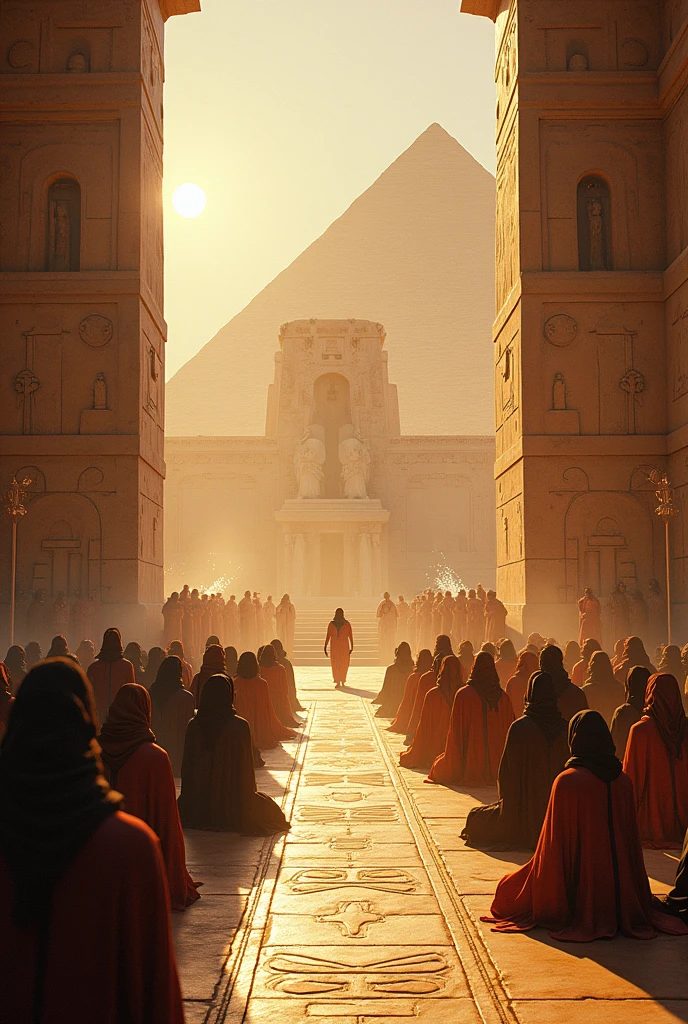 Create a picture, where they worship their Egyptian gods.
