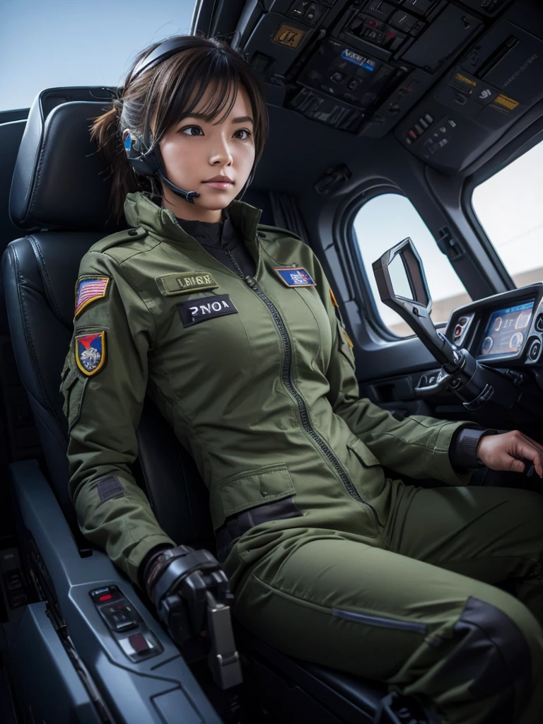 Female soldier piloting a fighter jet