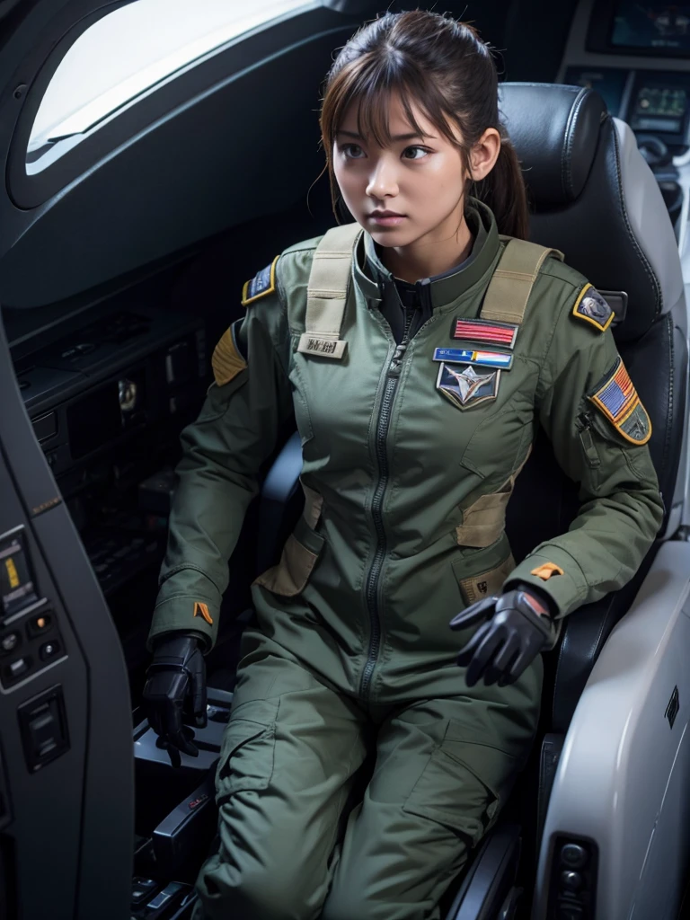 Female soldier piloting a fighter jet