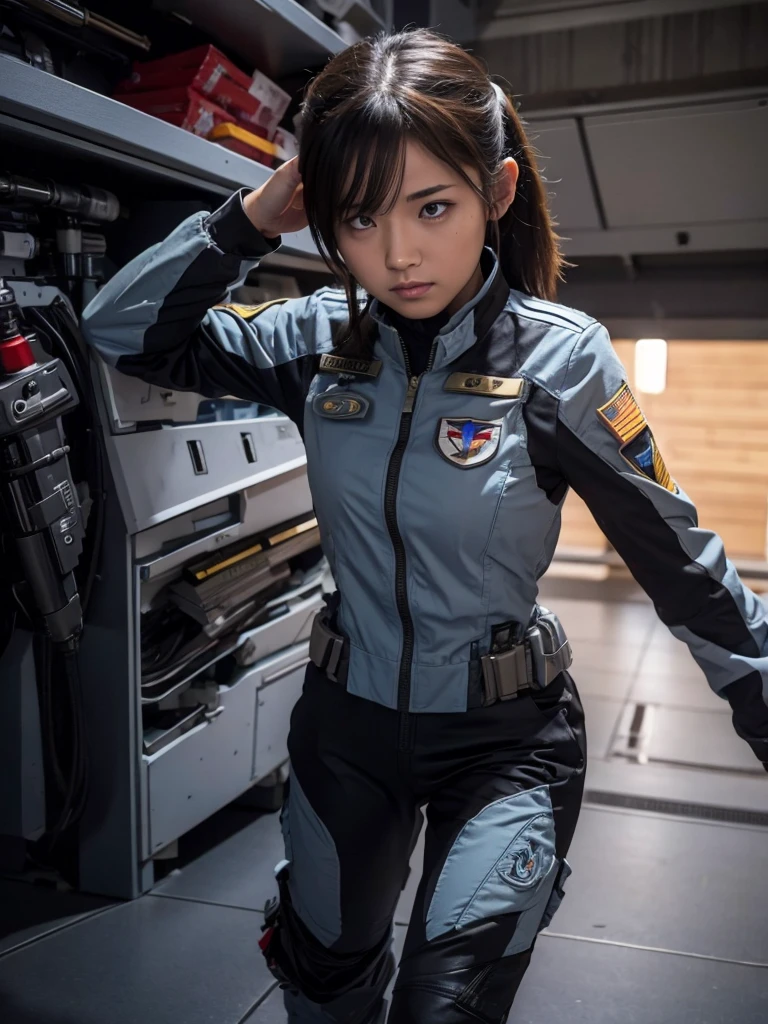 Female soldier piloting a fighter jet