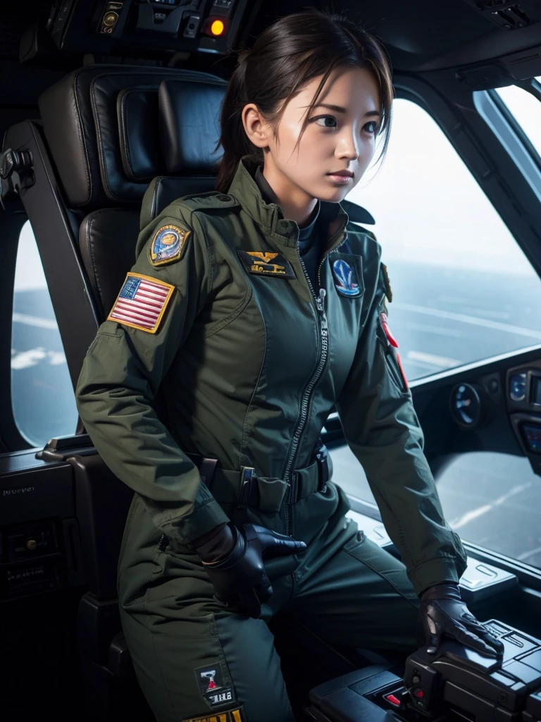 Female soldier piloting a fighter jet