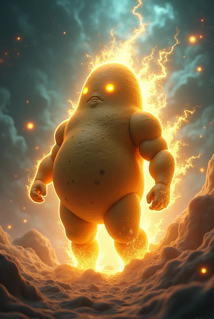 Potato man powering up in to ultra instinct 