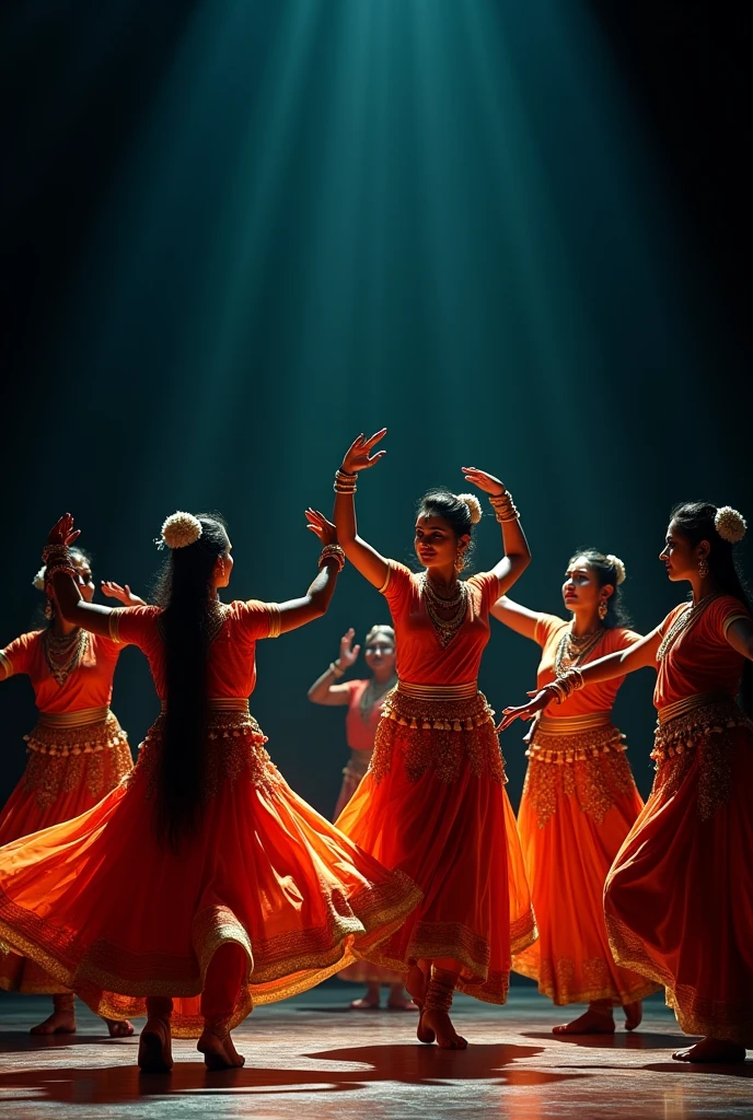 Black background indian folk dance