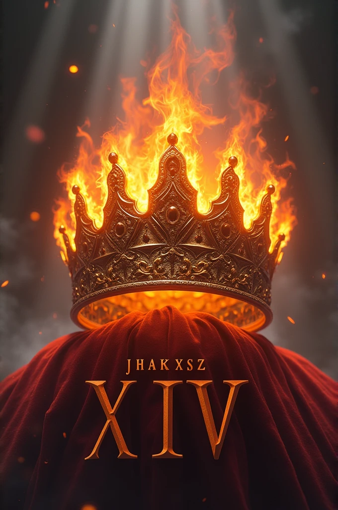 Flaming crown on top of the name JHAIKXZ XIV 