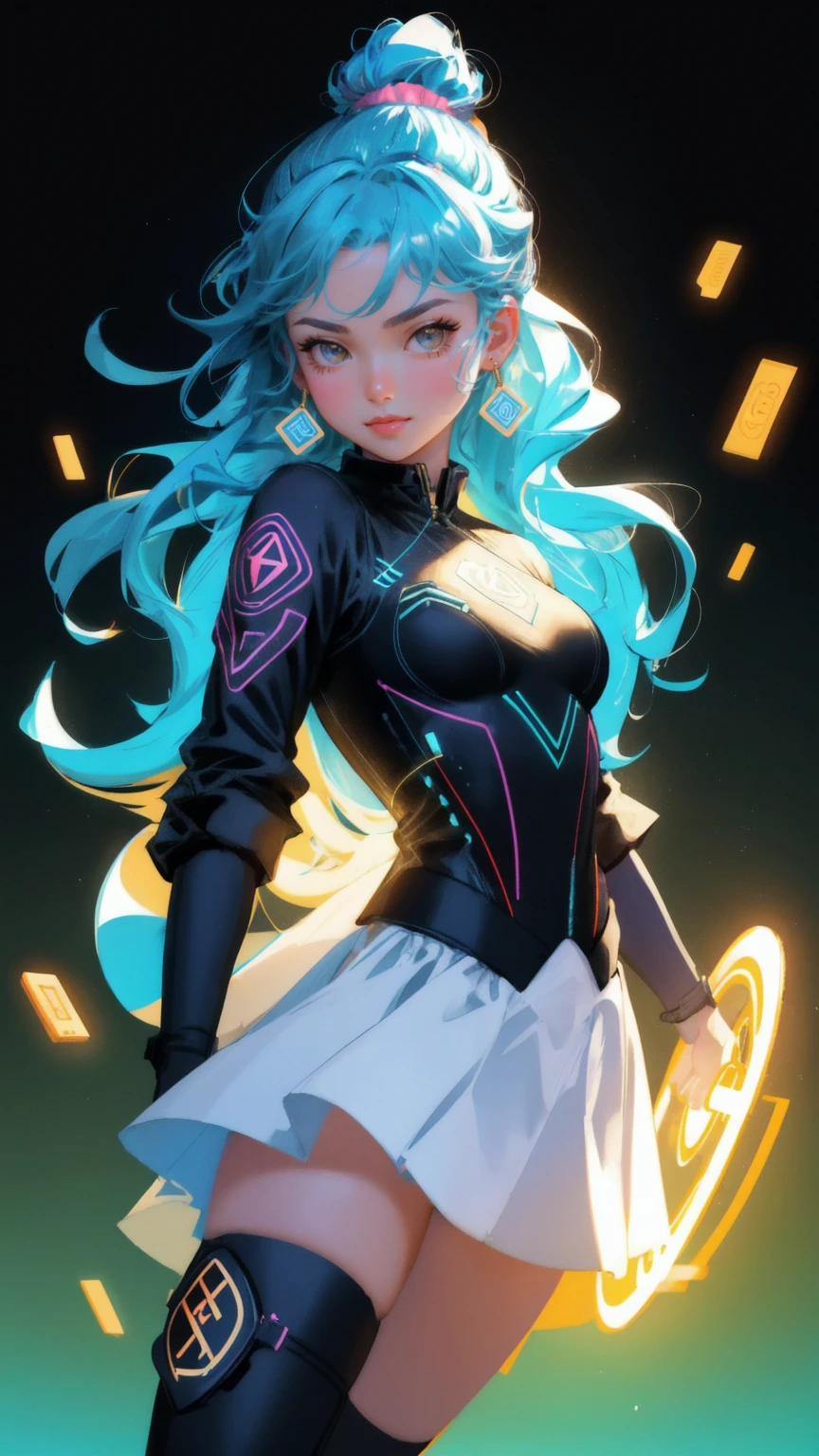 A close-up digital rendering of a beautiful cute girl lifting a barbell on a platform made of bitcoins, in a style inspired by Hovsep Pushman and Jen Bartel. The artwork is a winner of a Reddit contest, with elements of sots art and a hyper-bullish crypto theme, featuring symbols like 🚀🚀🚀, satoshi, bitcoin, and other cryptocurrency icons. The background is a vibrant yellow, enhancing the boldness of the scene. The image captures the intensity and strength of the girl in a dynamic pose, with influences from Stefan Koidl's style, designed to be a striking 1024x1024 wallpaper.