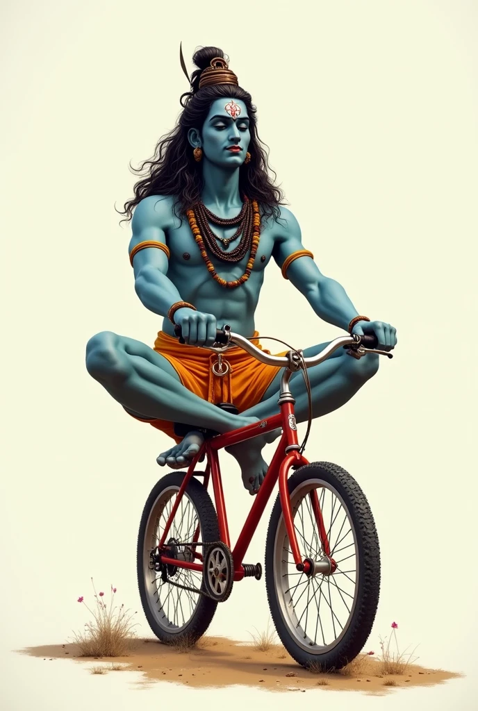 Little lord shiva sitting on a bicycle