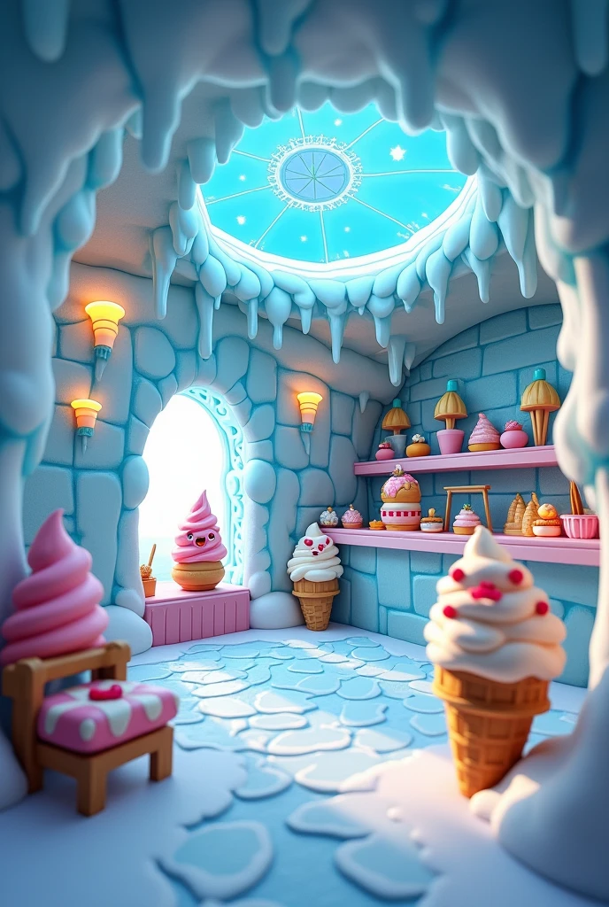 I want design for wall in ice cream parlor iglu concept original