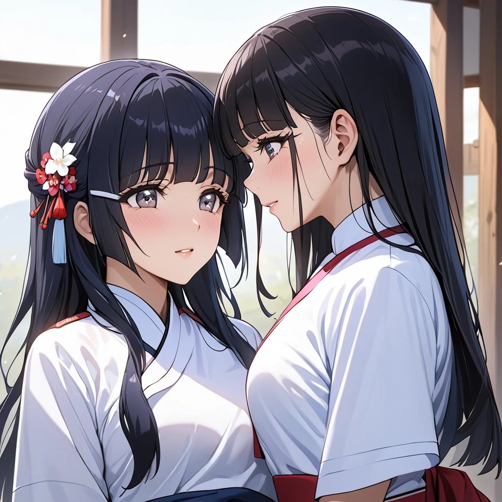 ((Highest quality)), ((masterpiece)), (detailed), （Perfect Face）、The woman is Reika Aoki with semi-long hair、The woman is a member of the North Korean Pleasure Squad and is wearing a traditional Korean dress.、The woman is favored and loved by the North Korean leader.