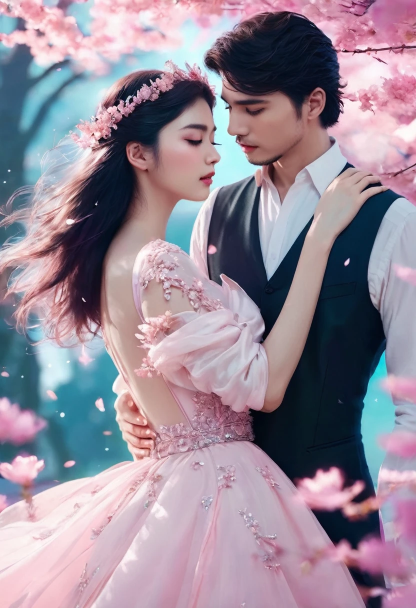Beautiful fantasy art Beautiful couple Soft Pink (((8k)))