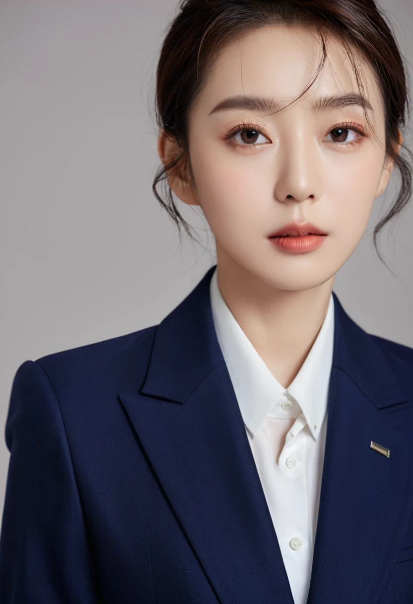 Highest quality, masterpiece, Ultra-high resolution, (Realistic: 1.4), Original photo, wallpaper, Head Photo, skin, Simple Background, iris, detailed, Selfie, 1 person, 1, good looking, Wind,suit、office