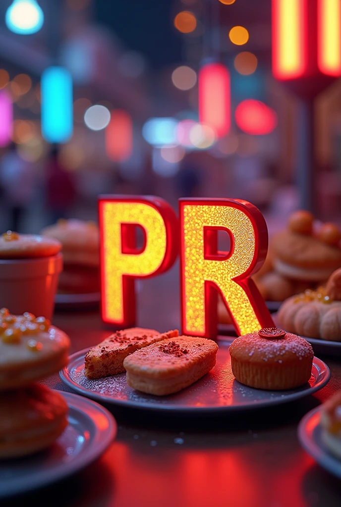 My name is Prathamesh ruke, I want to generate display pictures for my Instagram account, this is my food account so I want PR letters to be included plus food lights colours