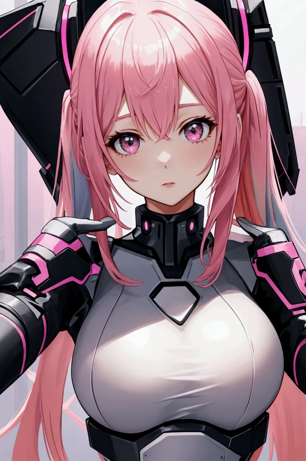 woman,pink hair,cyber,middle bust