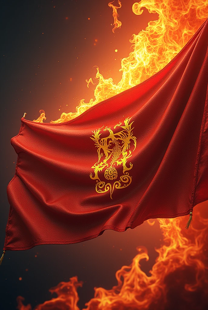 Flaming new ireland flag on top of the name RHAROHAII XIV with the virgo design in the background