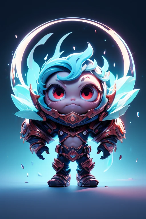 Create a monster image, a small, big-headed, baby monster.. The body is transparent and can be seen through. The image is sharp and detailed., with beautiful colors.. With arms, leg, eyes, mouth, พื้นหลังสีlegว