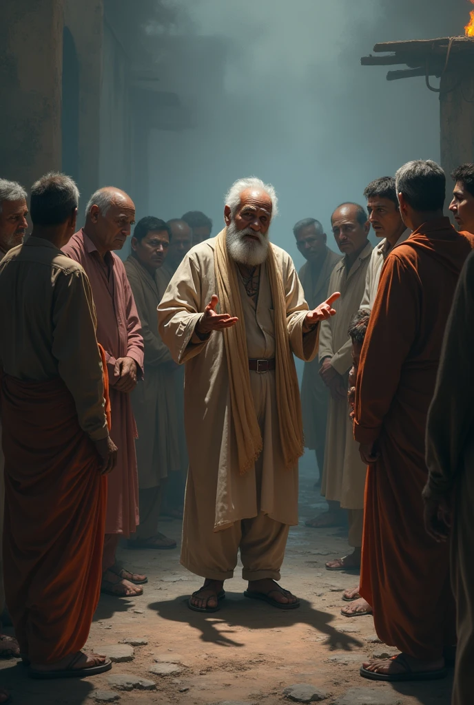 Ek old men jo ki 4 se 5 lodo ko koi baat batate hue aur wo log us par yakeen na karte hue in shamshaan ghat