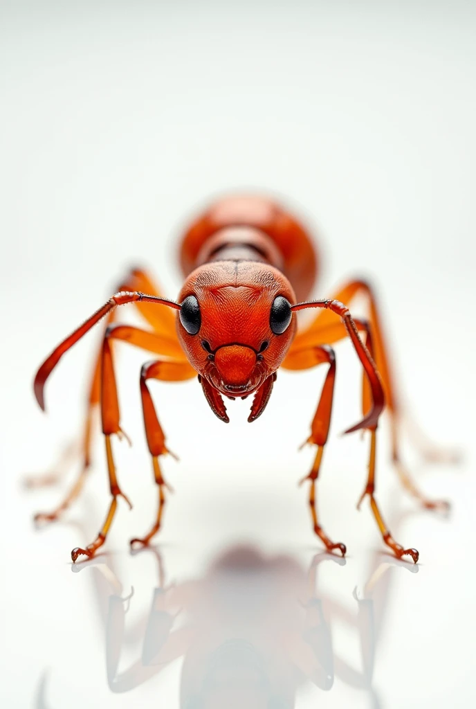 Fire ant in white glossy