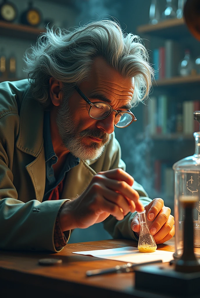 Professor drinks from test tube 