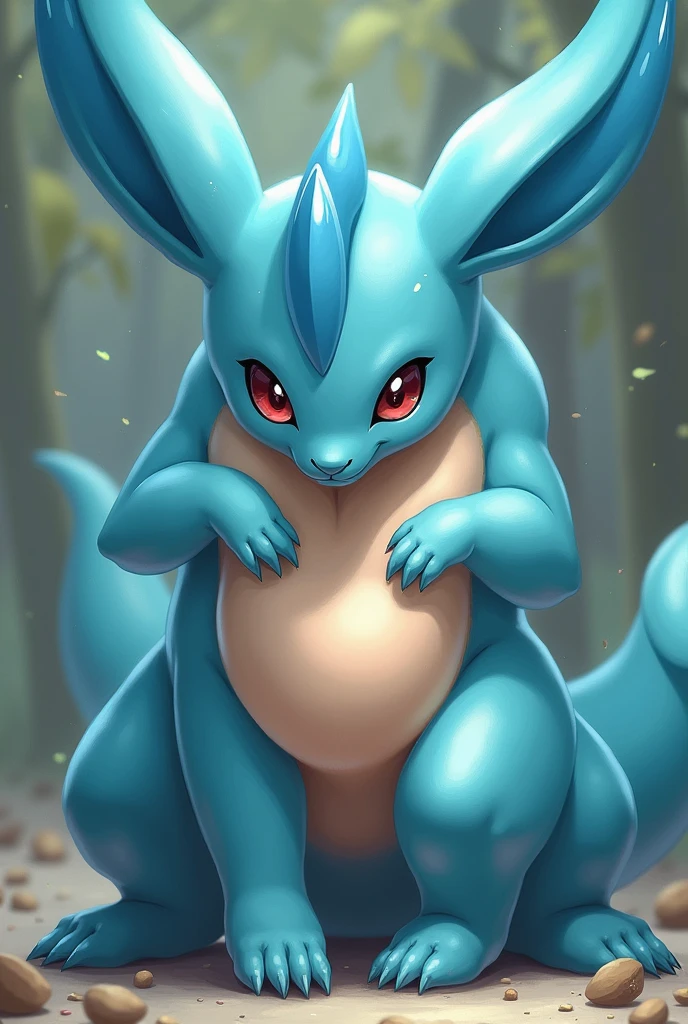 Naked anthropomorphic blue Pokemon Vaporeon having sex with another Pokemon and cumming inside Vaporeon&#39;s vagina