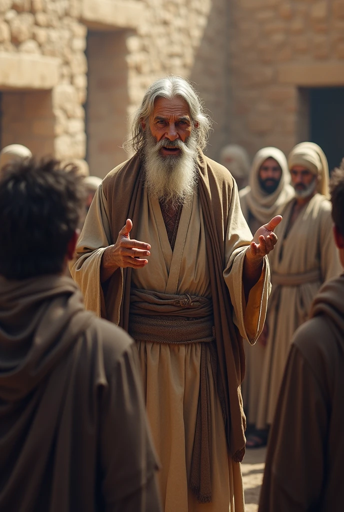 In ancient times, a decrepit man was telling some people about Islam. People's faces cannot be shown.